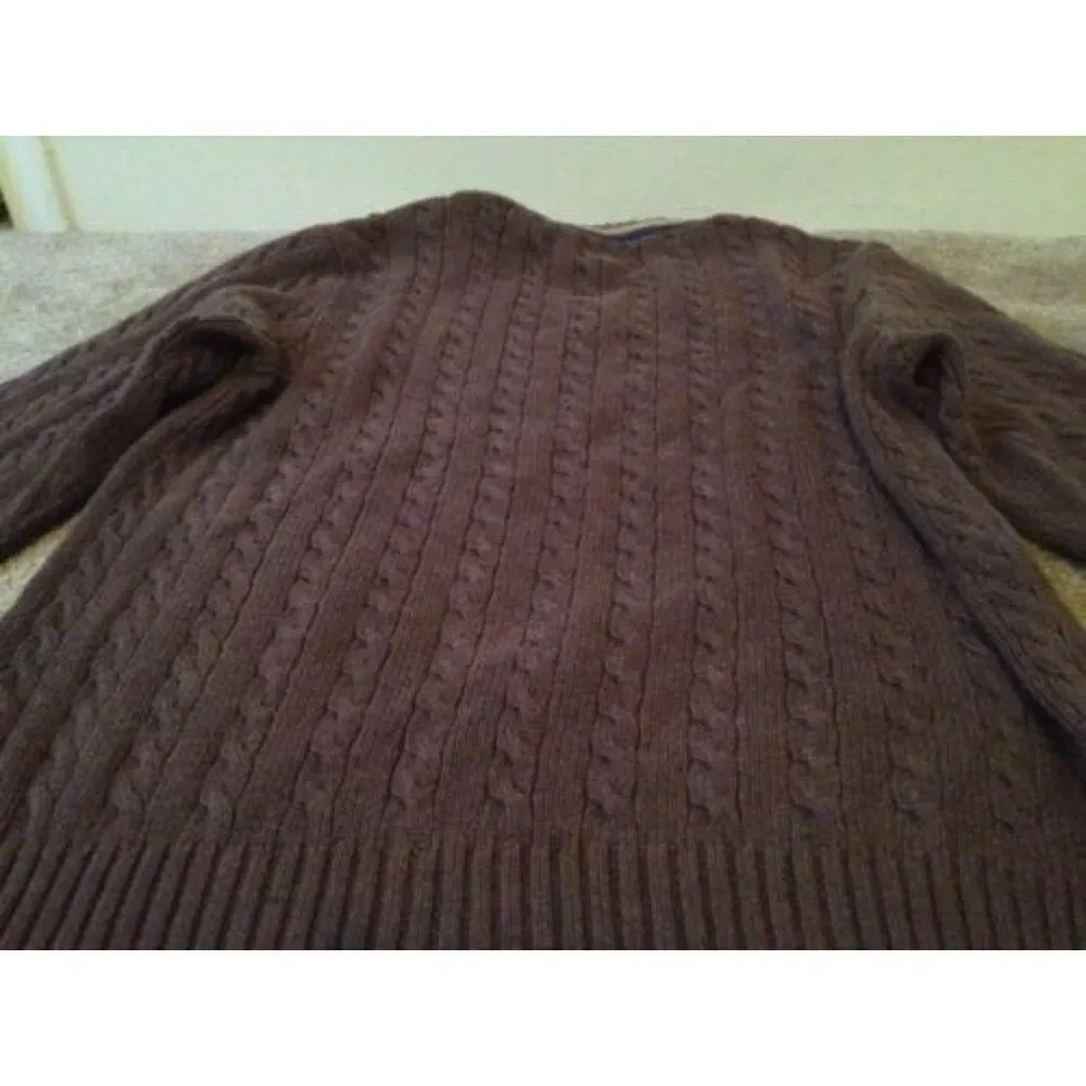 American Eagle Men's Casual Sweater Size Medium Brown w Brown Blue Stripes